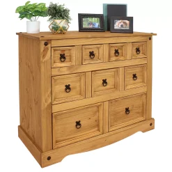 Sunnydaze Decor Sunnydaze 9-Drawer Solid Pine Chest - Light Brown - 39.75 In -The Novogratz Shop 6130832 ALT