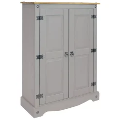 Sunnydaze Decor Sunnydaze 2-Door, 2-Shelf Solid Pine Accent Cupboard - Gray - 43 In