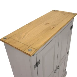 Sunnydaze Decor Sunnydaze 2-Door, 2-Shelf Solid Pine Accent Cupboard - Gray - 43 In -The Novogratz Shop 6130854 ALT2