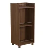 Benzara DunaWest 34 Inch 3 Tier Wooden Curio Cabinet With Grain Details, Dark Brown -The Novogratz Shop 6132867