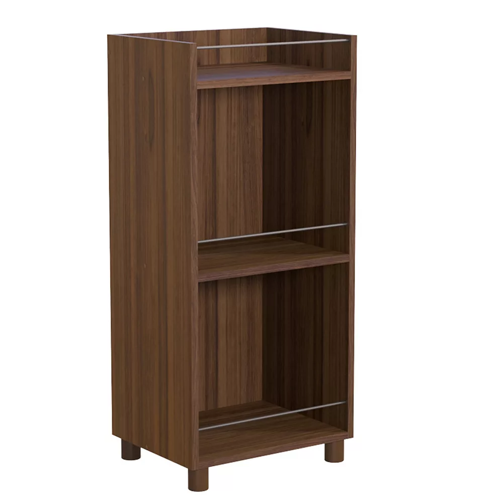 Benzara DunaWest 34 Inch 3 Tier Wooden Curio Cabinet With Grain Details, Dark Brown 3 Benzara DunaWest 34 Inch 3 Tier Wooden Curio Cabinet With Grain Details, Dark Brown
