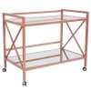 Merrick Lane Belmount Rolling Bar Cart Contemporary Kitchen Serving Cart With Mirrored Bottom Shelf And Crisscross Rose Gold Metal Frame 2 Merrick Lane Belmount Rolling Bar Cart Contemporary Kitchen Serving Cart With Mirrored Bottom Shelf And Crisscross Rose Gold Metal Frame -The Novogratz Shop 6136972