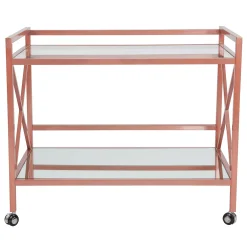 Merrick Lane Belmount Rolling Bar Cart Contemporary Kitchen Serving Cart With Mirrored Bottom Shelf And Crisscross Rose Gold Metal Frame 9 Merrick Lane Belmount Rolling Bar Cart Contemporary Kitchen Serving Cart With Mirrored Bottom Shelf And Crisscross Rose Gold Metal Frame -The Novogratz Shop 6136972 ALT3