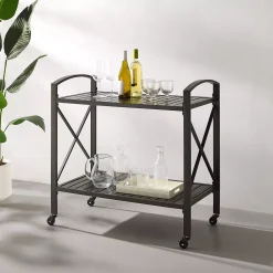 Crosley Kaplan Outdoor Metal Bar Cart -The Novogratz Shop 6183858 ALT3