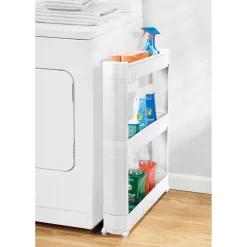 MDesign Slim Rolling Laundry Utility Cart Organizer With 3 Shelves -The Novogratz Shop 6192264 ALT2