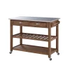 Benzara 2 Drawers Wooden Frame Kitchen Cart With Metal Top And Casters, Brown And Gray 2 Benzara 2 Drawers Wooden Frame Kitchen Cart With Metal Top And Casters, Brown And Gray -The Novogratz Shop 6192956
