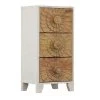 Benzara 3 Drawer Mango Wood Accent Storage Cabinet With Detailed Front Panels, White And Brown -The Novogratz Shop 6193063