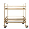 Benzara Modern Style Tubular Iron Bar Cart With 2 Mirrored Shelves, Gold -The Novogratz Shop 6193296