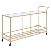 Benzara Serving Cart With 2 Tier Design And Metal Frame, Gold -The Novogratz Shop 6215118