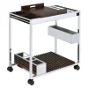 Benzara Metal And Wood Serving Cart With Tray And Floating Shelf, Brown And White -The Novogratz Shop 6215125
