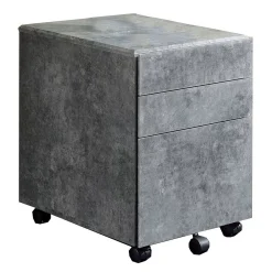 Benzara Contemporary Style File Cabinet With 3 Storage Drawers And Casters, Gray