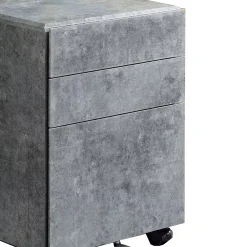 Benzara Contemporary Style File Cabinet With 3 Storage Drawers And Casters, Gray -The Novogratz Shop 6215176 ALT2