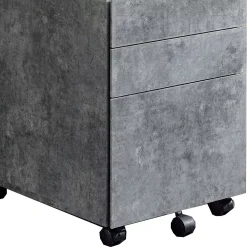 Benzara Contemporary Style File Cabinet With 3 Storage Drawers And Casters, Gray -The Novogratz Shop 6215176 ALT3