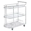 Benzara Serving Cart With Oval Shape And Metal Bar Handle, Silver -The Novogratz Shop 6215195
