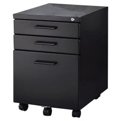 Benzara Contemporary Style File Cabinet With Lock System And Caster Support, Black