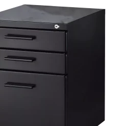 Benzara Contemporary Style File Cabinet With Lock System And Caster Support, Black -The Novogratz Shop 6215210 ALT2