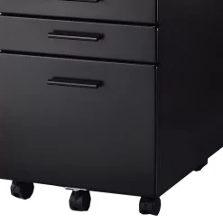 Benzara Contemporary Style File Cabinet With Lock System And Caster Support, Black -The Novogratz Shop 6215210 ALT3