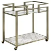 Benzara 2 Tier Serving Cart With Faux Marble And Metal Frame, Silver 1 Benzara 2 Tier Serving Cart With Faux Marble And Metal Frame, Silver -The Novogratz Shop 6215240