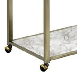 Benzara 2 Tier Serving Cart With Faux Marble And Metal Frame, Silver 9 Benzara 2 Tier Serving Cart With Faux Marble And Metal Frame, Silver -The Novogratz Shop 6215240 ALT3