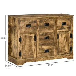 HOMCOM Industrial Kitchen Sideboard, Buffet Cabinet With Five Drawers, Two Door Cabinets, Adjustable Shelf For Living Room, Brown 8 HOMCOM Industrial Kitchen Sideboard, Buffet Cabinet With Five Drawers, Two Door Cabinets, Adjustable Shelf For Living Room, Brown -The Novogratz Shop 6260599 ALT2