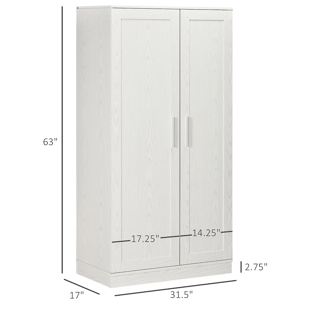 HOMCOM Kitchen Pantry 14-Tier Freestanding Cupboard With 2 Doors White 5 HOMCOM Kitchen Pantry 14-Tier Freestanding Cupboard With 2 Doors White - Image 3