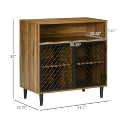 HOMCOM Rustic Kitchen Cabinet, Storage Cabinet, Sideboard Floor Accent Cabinet With Metal Doors And Adjustable Shelves For Living Room, Dining Room, Bedroom, Entryway -The Novogratz Shop 6261257 ALT2