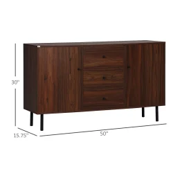 HOMCOM Kitchen Storage Sideboard, Coffee Bar Cabinet With 2 Cupboards, 3 Drawers And Adjustable Shelves, Buffet Table For Living Room, Entryway, Brown -The Novogratz Shop 6261285 ALT2