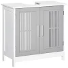 Kleankin Modern Under Sink Cabinet With 2 Doors, Pedestal Under Sink Bathroom Cupboard With Adjustable Shelves, Grey And White -The Novogratz Shop 6271032