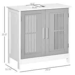 Kleankin Modern Under Sink Cabinet With 2 Doors, Pedestal Under Sink Bathroom Cupboard With Adjustable Shelves, Grey And White 8 Kleankin Modern Under Sink Cabinet With 2 Doors, Pedestal Under Sink Bathroom Cupboard With Adjustable Shelves, Grey And White -The Novogratz Shop 6271032 ALT2