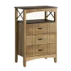 Bestier Hallway & Living Room Storage Cabinet W/ 2 Shelves & 3 Drawers, Brown -The Novogratz Shop 6288627