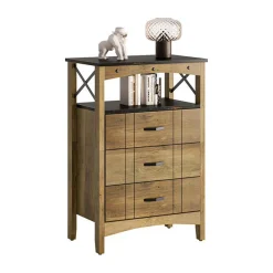 Bestier Hallway & Living Room Storage Cabinet W/ 2 Shelves & 3 Drawers, Brown -The Novogratz Shop 6288627 ALT3