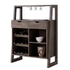 Benzara Stylish Wooden Wine Cabinet With Sled Legs And Spacious Storage, Brown -The Novogratz Shop 6305708