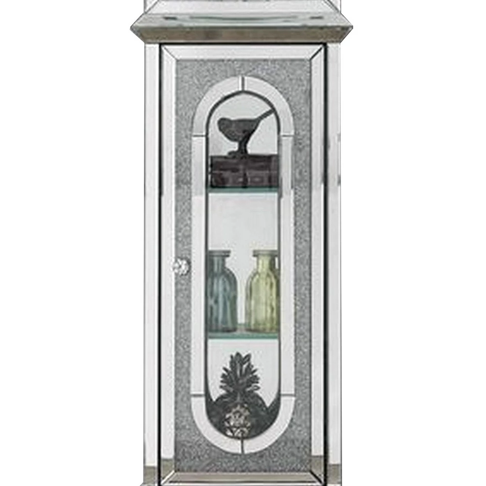 Benzara Grandfather Clock With 1 Storage Cabinet And Faux Diamonds, Silver 5 Benzara Grandfather Clock With 1 Storage Cabinet And Faux Diamonds, Silver - Image 3
