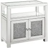 Benzara Cabinet With Mirrored Inserts And 2 Door Storage, Silver 2 Benzara Cabinet With Mirrored Inserts And 2 Door Storage, Silver -The Novogratz Shop 6305997