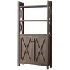 Benzara Wooden File Cabinet With 'X' Shaped Cutout Side Panel, Dark Taupe Brown -The Novogratz Shop 6306268