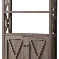 Benzara Wooden File Cabinet With 'X' Shaped Cutout Side Panel, Dark Taupe Brown 8 Benzara Wooden File Cabinet With 'X' Shaped Cutout Side Panel, Dark Taupe Brown -The Novogratz Shop 6306268 ALT2