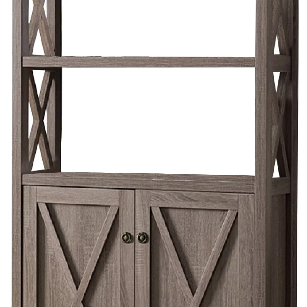 Benzara Wooden File Cabinet With 'X' Shaped Cutout Side Panel, Dark Taupe Brown 5 Benzara Wooden File Cabinet With 'X' Shaped Cutout Side Panel, Dark Taupe Brown - Image 3