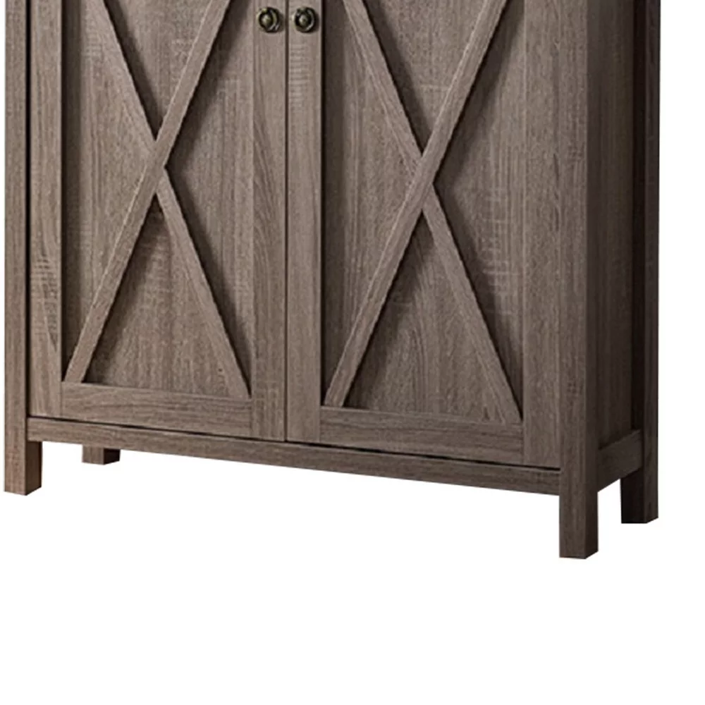 Benzara Wooden File Cabinet With 'X' Shaped Cutout Side Panel, Dark Taupe Brown 6 Benzara Wooden File Cabinet With 'X' Shaped Cutout Side Panel, Dark Taupe Brown - Image 4